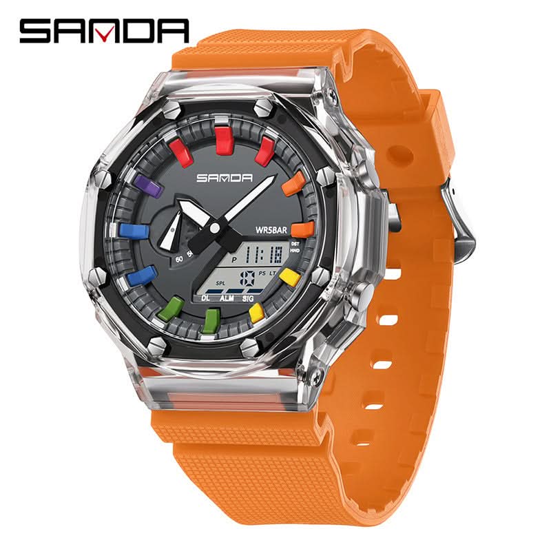 Men’s Dual Display Sports Watch – Waterproof, Multi-Functional Watch