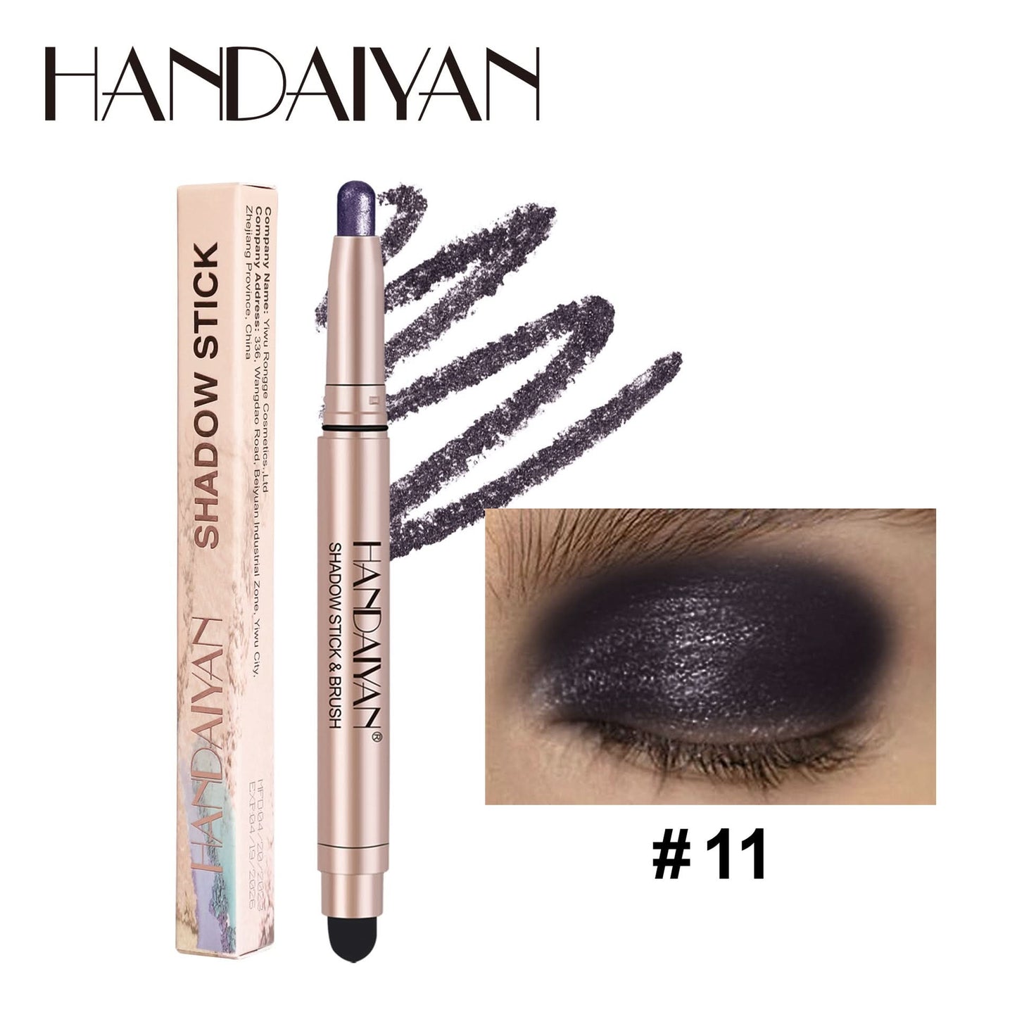 Handaiyan Shimmer Eyeshadow Stick – High-Pigment, Pearlescent & Metallic Finish