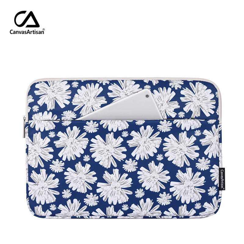Blue Floral Laptop Sleeve – Waterproof Shockproof Notebook Case, Unisex Fit, 11–15 inch