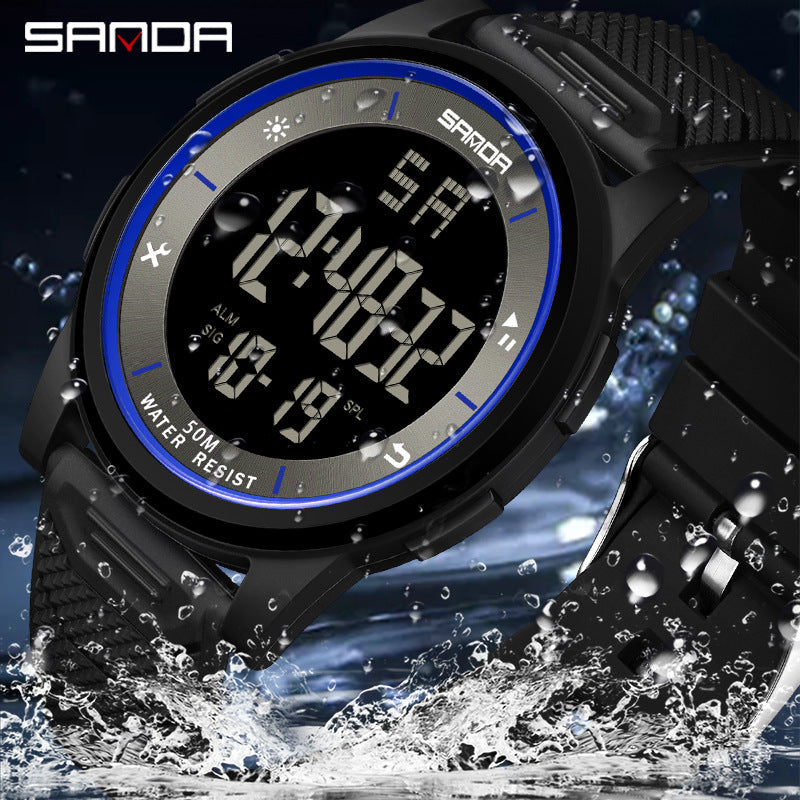 Sanda Digital Watch for Students – Waterproof Luminous Calendar Alarm Unisex Watch