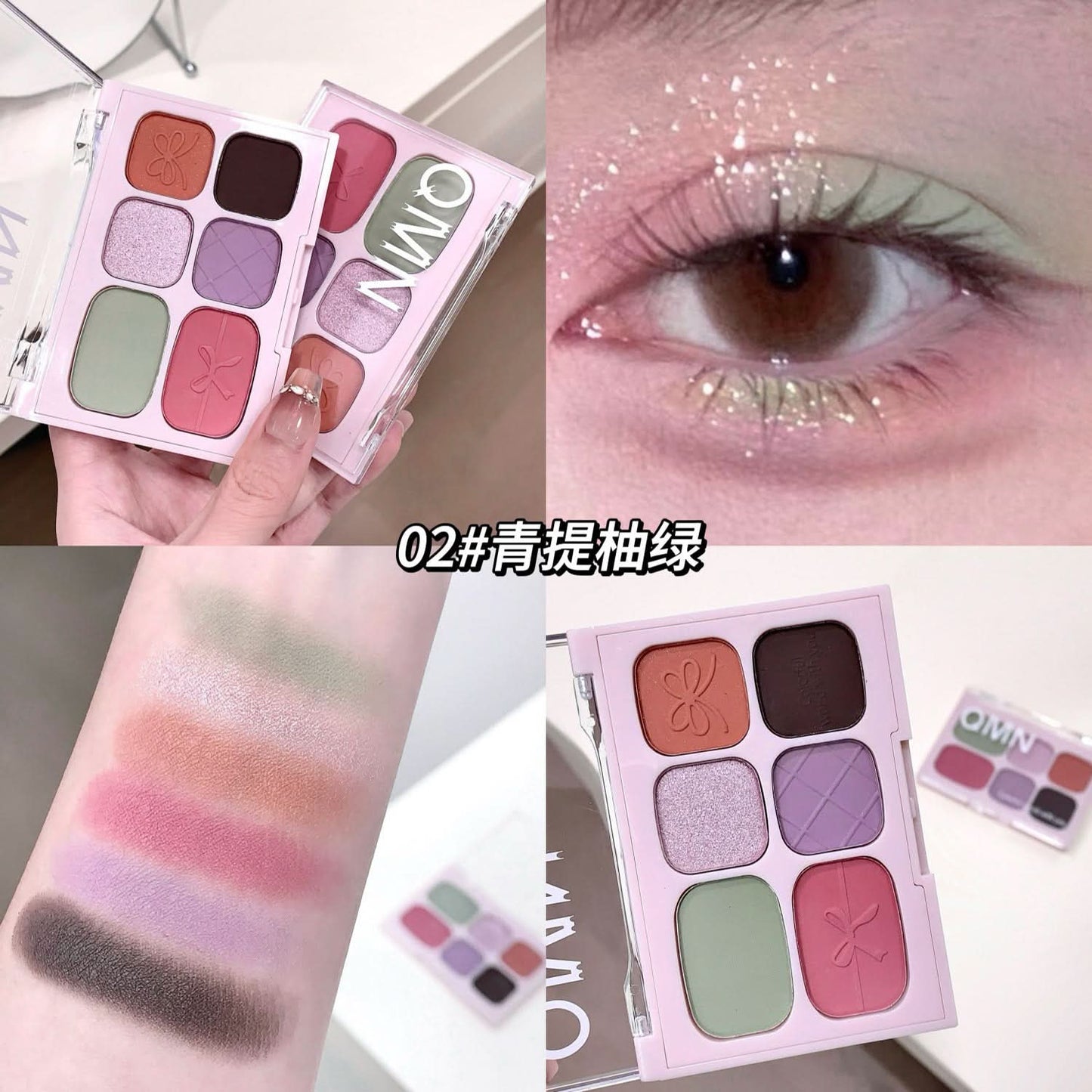 QMN 6-Color Eyeshadow Palette – Moonlight Rose, Matte & Shimmer