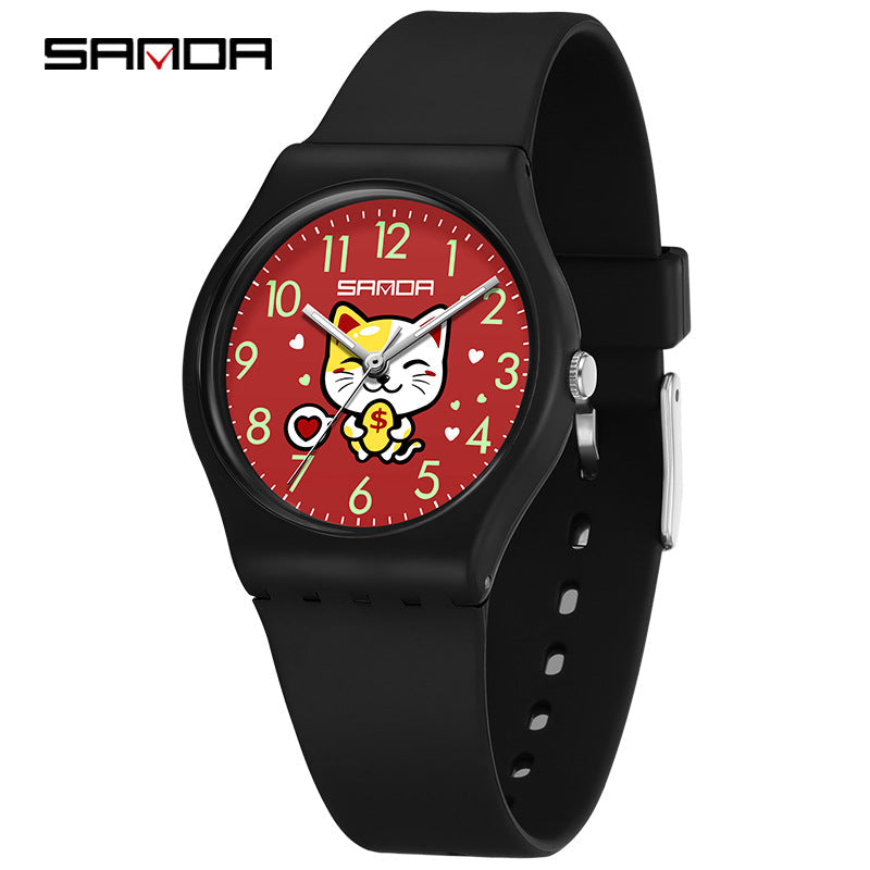 Sanda Kids Cartoon Watch – Waterproof Luminous Quartz Watch for Boys and Girls