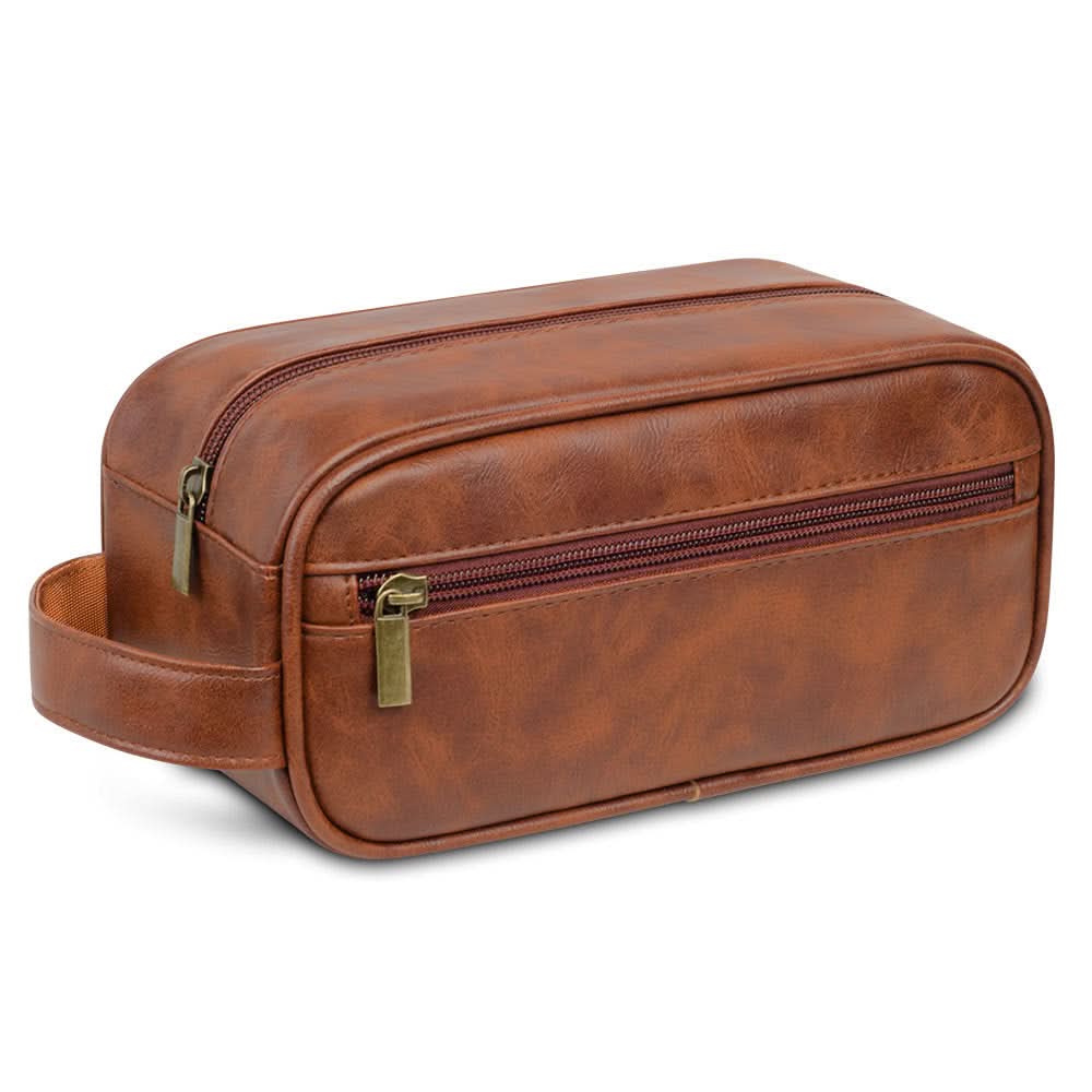 Men's Waterproof PU Leather Toiletry Bag - Travel Storage Organizer