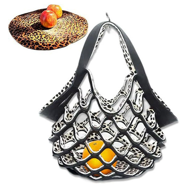 Retro Leather Mesh Shoulder Bag – Small Foldable Shell Handbag