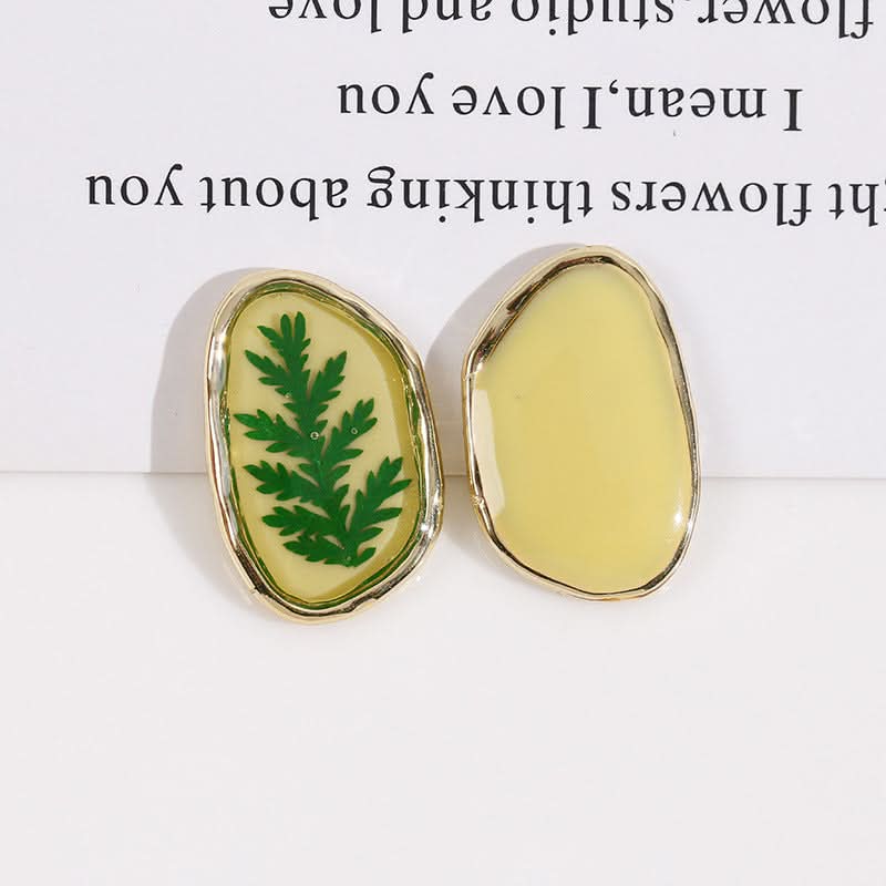 Pearl Oval Quicksand Green Leaf Earrings - DIY Jewelry Accessories (Set of 6 pcs.)