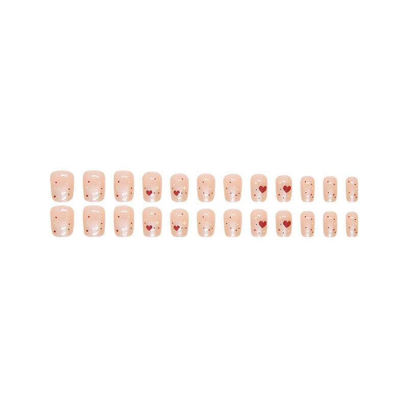 Star & Heart Cute Short False Nails – Glue-On Nail Set, Wearable & Removable