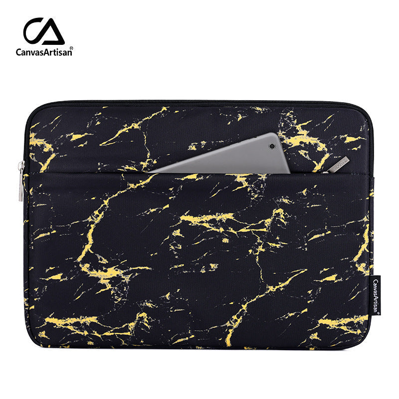Marble Print Laptop Sleeve with Dual Compartments – Waterproof Case for 13.3" & 15.6"