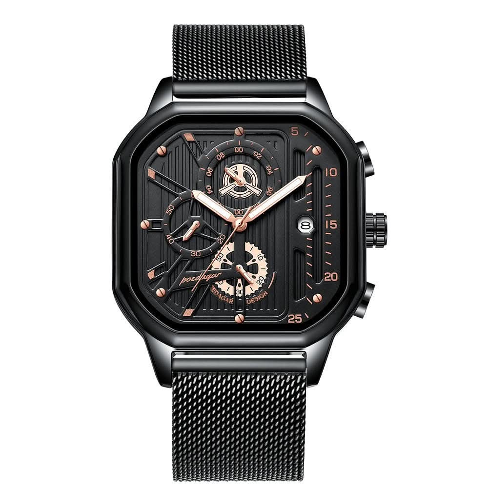 Men’s Trendy Quartz Chronograph Watch – Stainless Steel, Luminous Dial