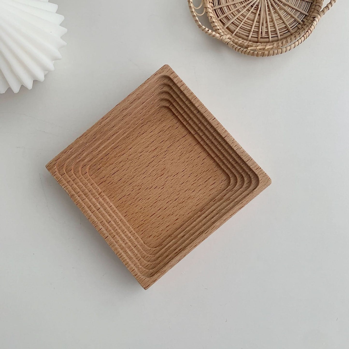 Japanese Style Water Ripple Wooden Tray - Aromatherapy & Storage