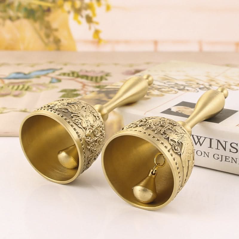 Pure Copper Rattle Bell - Hand Crank Brass Desk Ornament