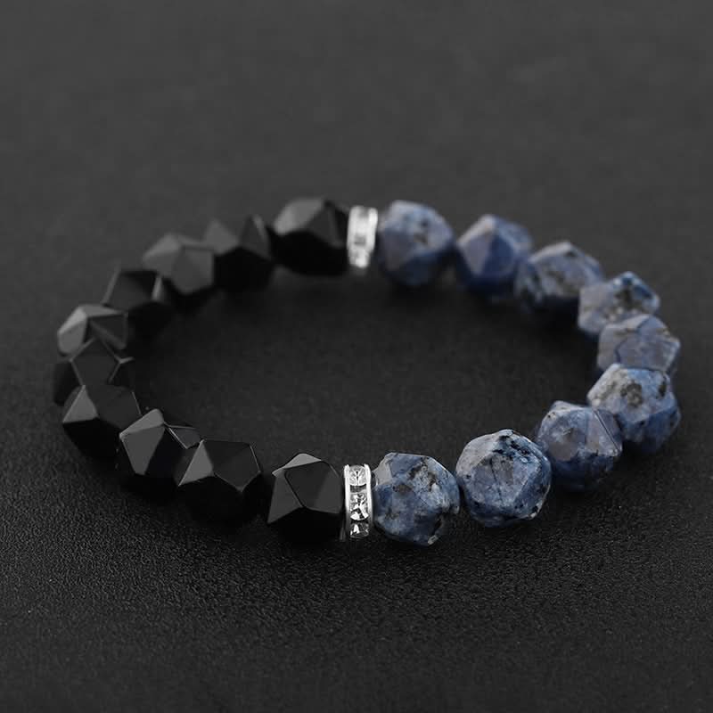 Unisex Stylish Blue Agate Bracelet – Handmade Obsidian Beaded Wristband