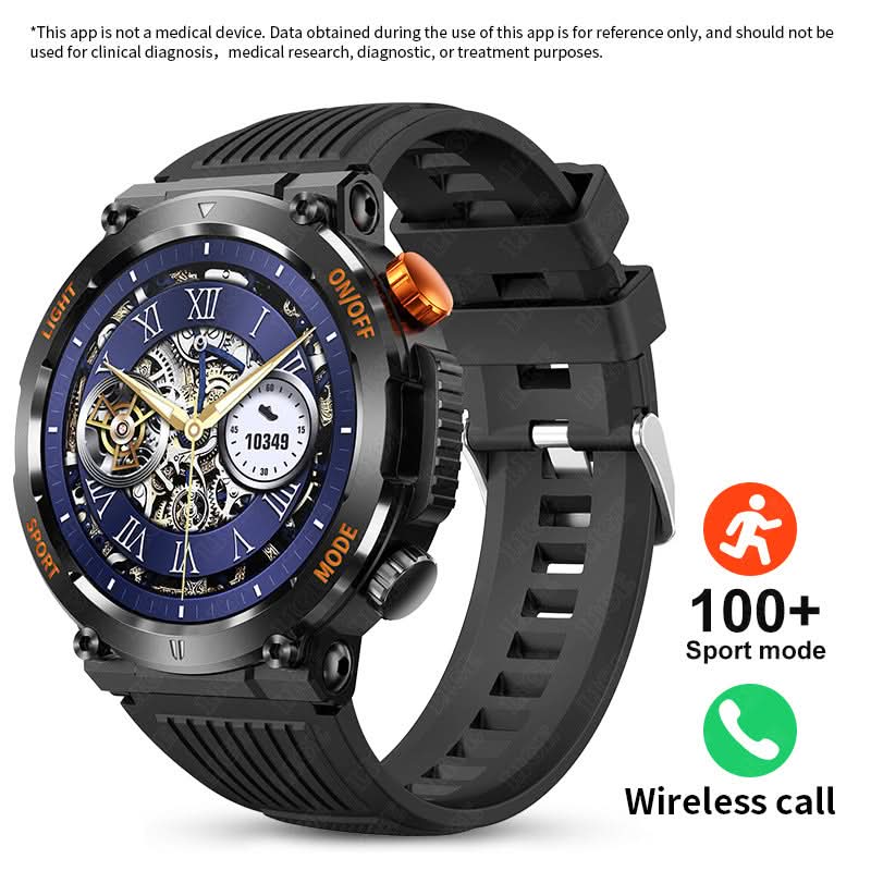 Round Dial Smartwatch for Men – Bluetooth Call, Heart Rate & Blood Pressure Monitor