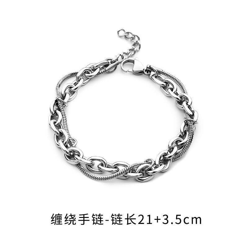 Men’s Titanium Steel Double-Layer Chain Bracelet – Hip-Hop