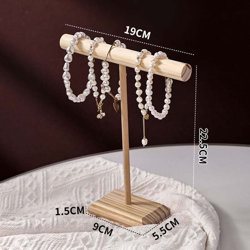 T-Shaped Wooden Jewelry Display Stand – Bracelet Organizer