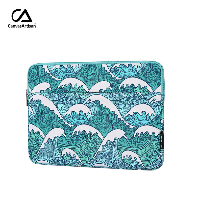 Ocean Swell Printed Laptop Sleeve – Dual Compartment Case for 11–15 Inch MacBook & More