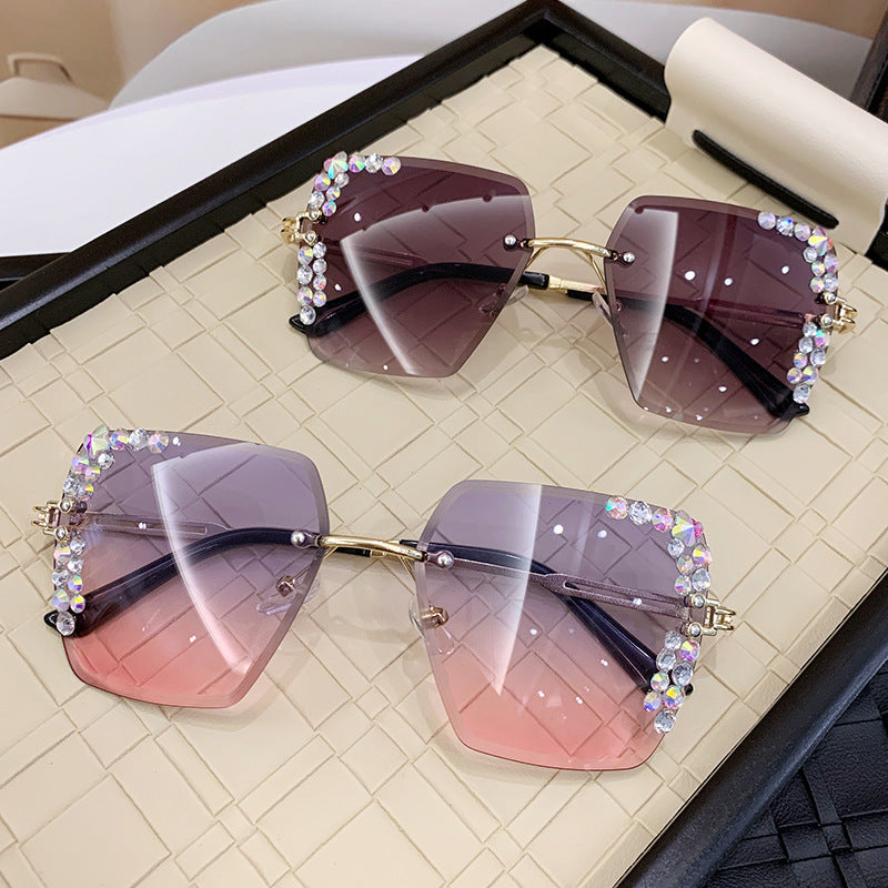 Women’s Square Frame Sunglasses – Glitter Diamond UV400 Fashion Shades