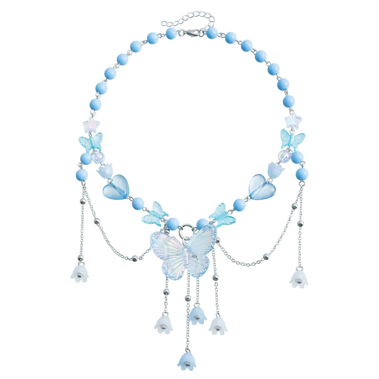 Butterfly Pearl Choker Necklace – Trendy Beaded Clavicle Chain for Women