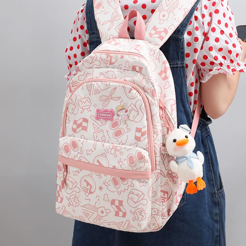 Trendy Graffiti School Backpack – Large-Capacity Bag for High & Junior High Students