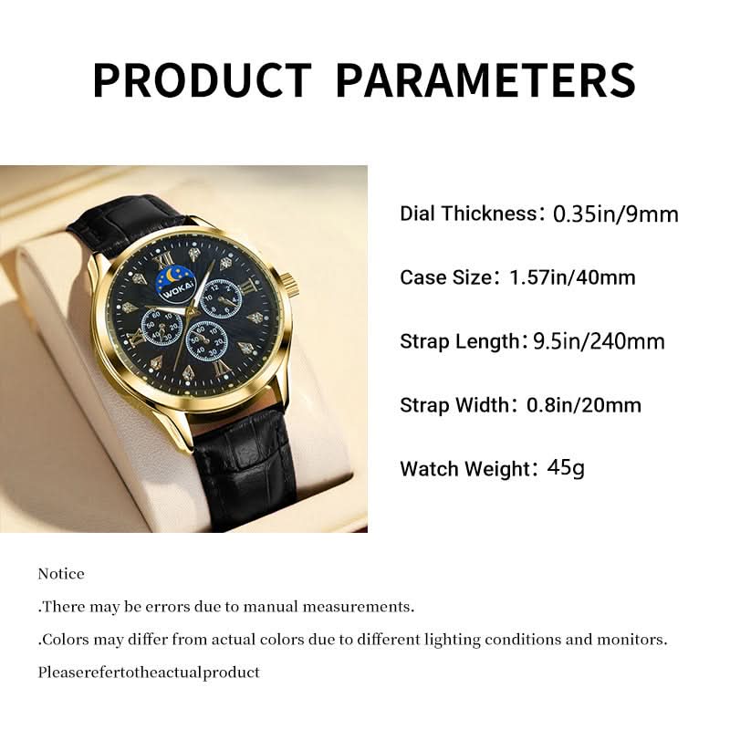 Men’s Quartz Watch-Gold Dial & Black Strap