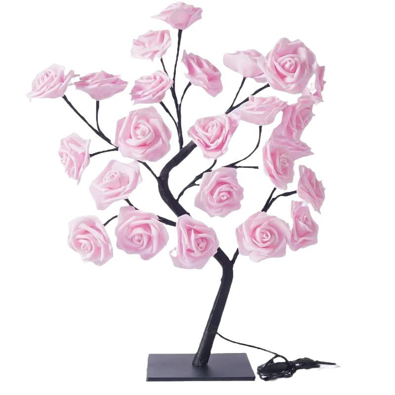USB LED Rose Tree Lamp – 20-Bead Romantic Light for Home Decor, Tabletop Accent