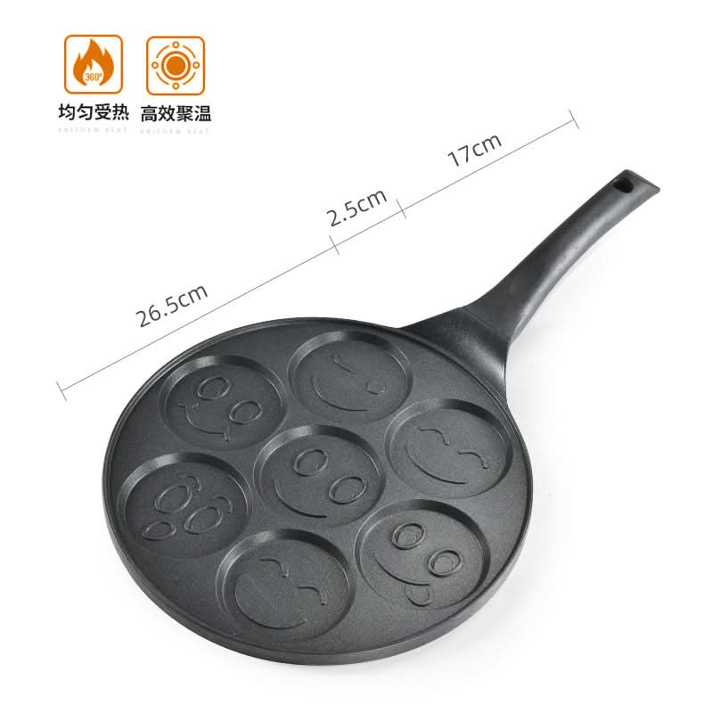 Smiley Face Non-Stick Omelette Frying Pan with 7 Holes