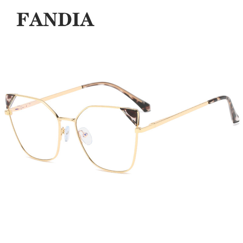 Women’s Oversized Square Metal Blue Light Glasses – Anti-UV Optical Frames
