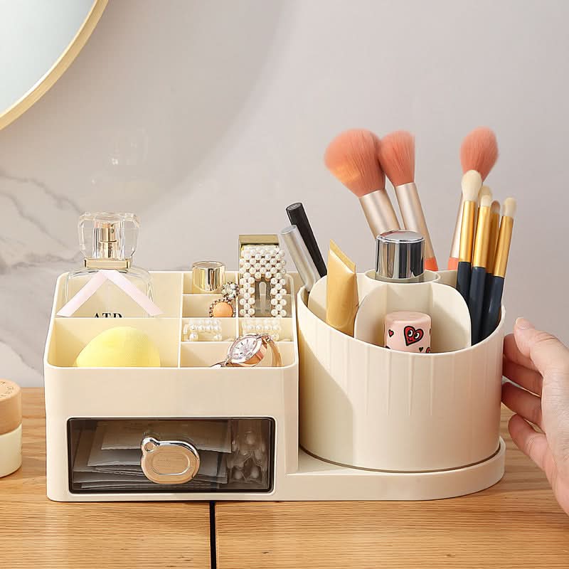 Multi-Compartment Cosmetic Organizer with Drawer Storage