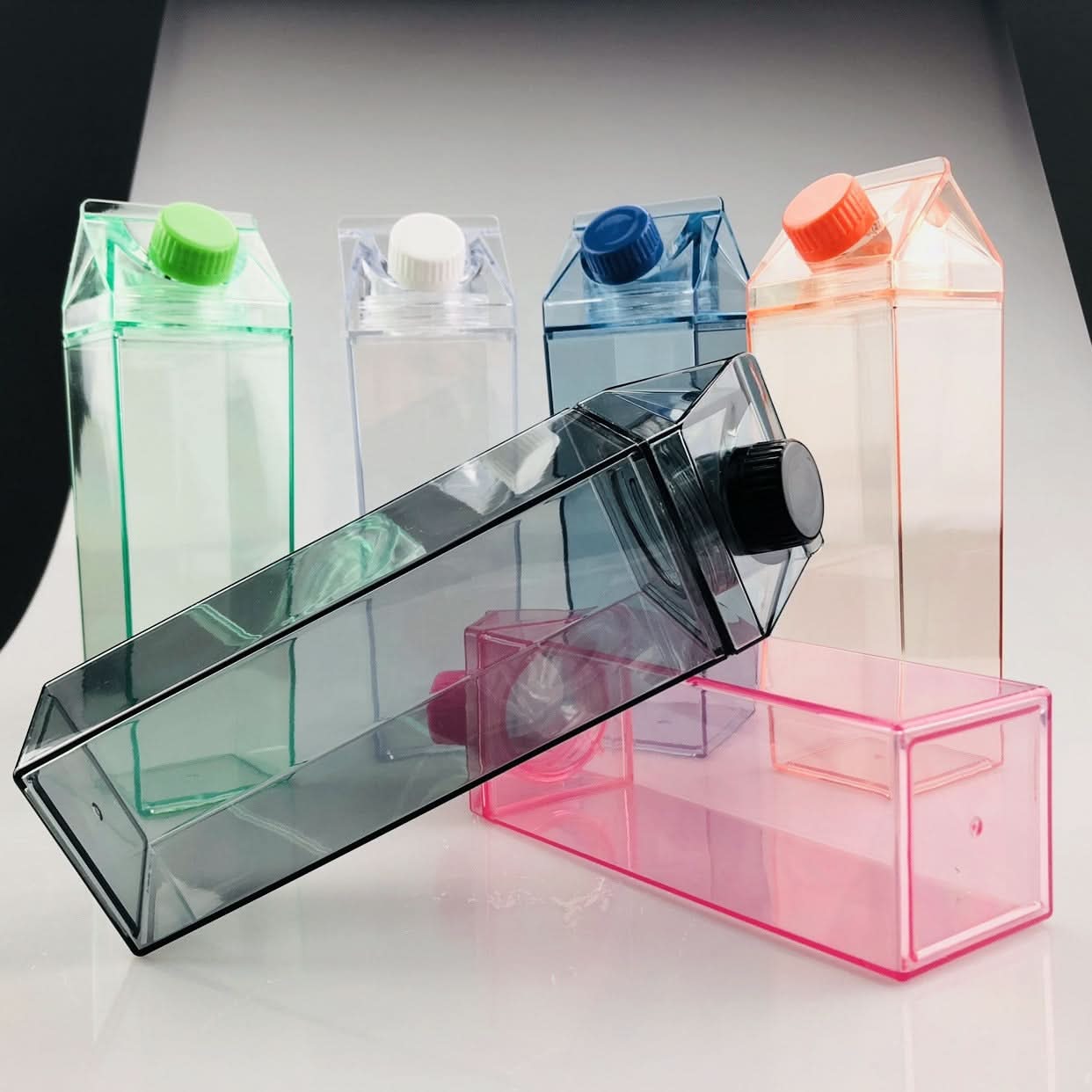 Transparent Square Milk Cup -Japanese Style Plastic Drink Cup