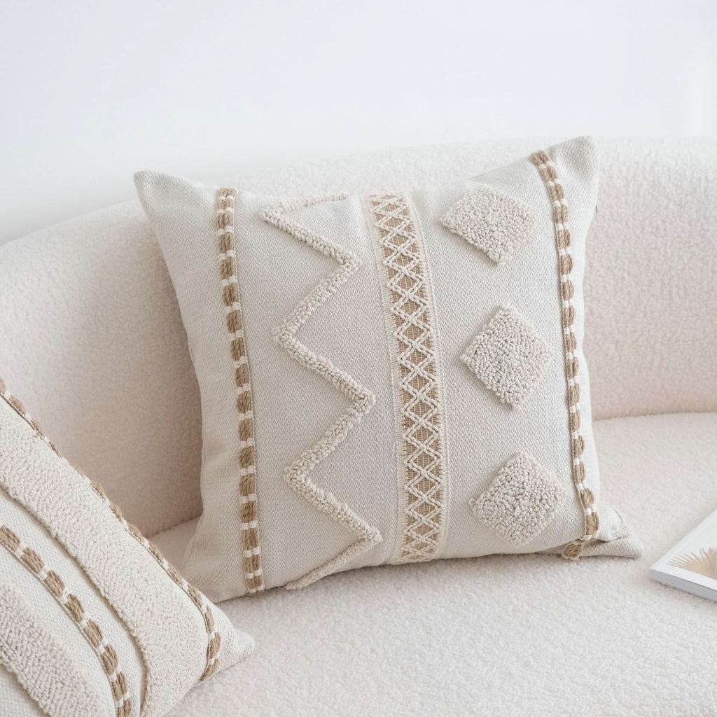 Wabi-Sabi Style Loop Velvet Pillow - INS Embroidered Cushion Cover