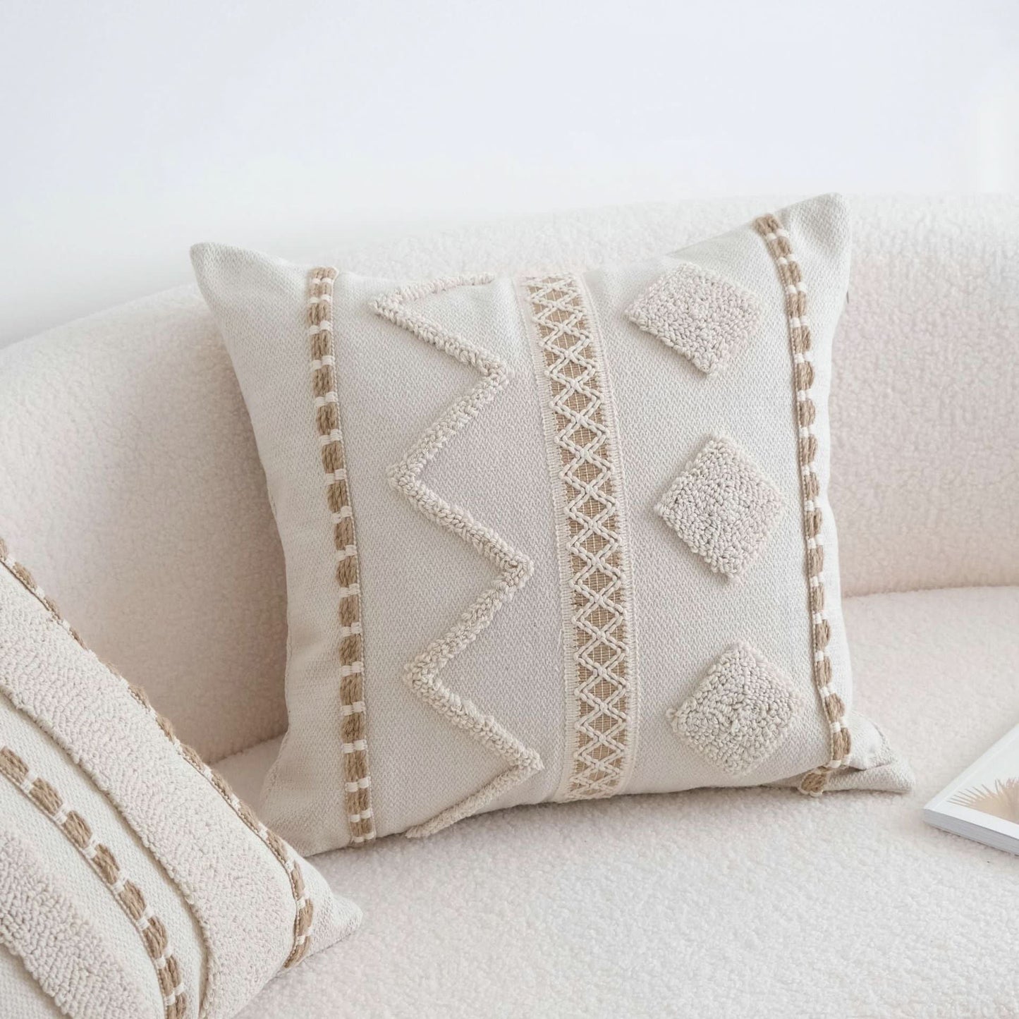 Wabi-Sabi Style Loop Velvet Pillow - INS Embroidered Cushion Cover