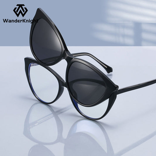 Women’s Magnetic Clip-On Polarized Sunglasses – Butterfly Frame