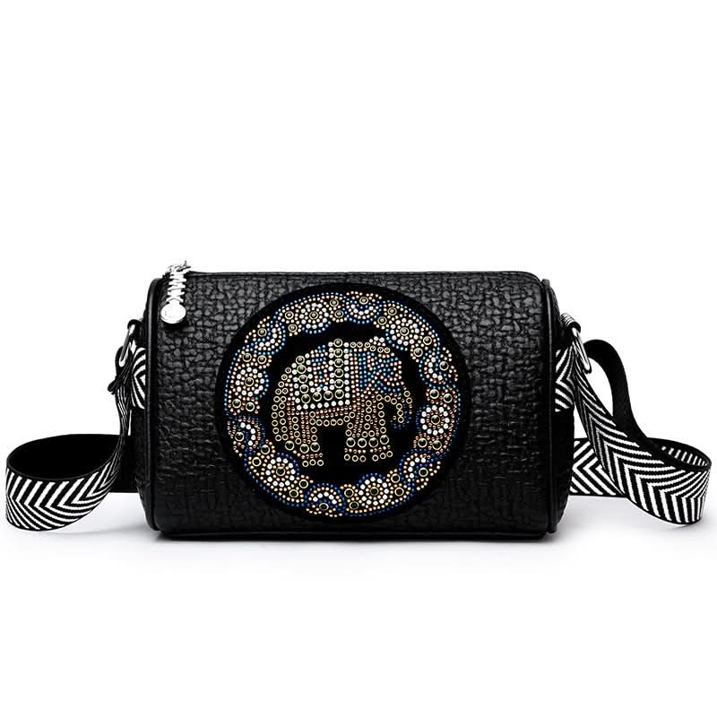 Women's Diamond-Embellished Crossbody Bag – With Wide Shoulder Strap