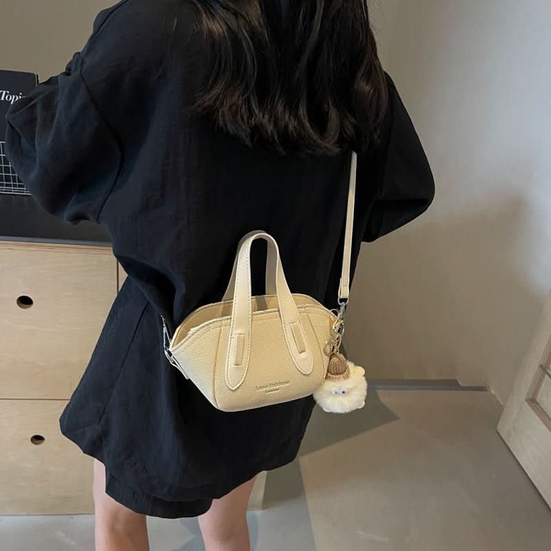 Women's Bucket Bag – Stylish Contrast Color Messenger Bag with Keychain