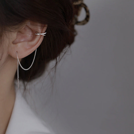 Geometric Tassel Ear Clip Earrings for Women – Diamond Accents