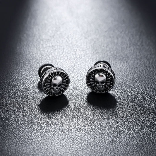 Men’s Retro Skull Earrings – Edgy Punk Style Jewelry