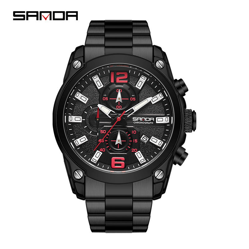 Sanda Men’s Quartz Watch – Waterproof Luminous Calendar Stainless Steel Business Watch