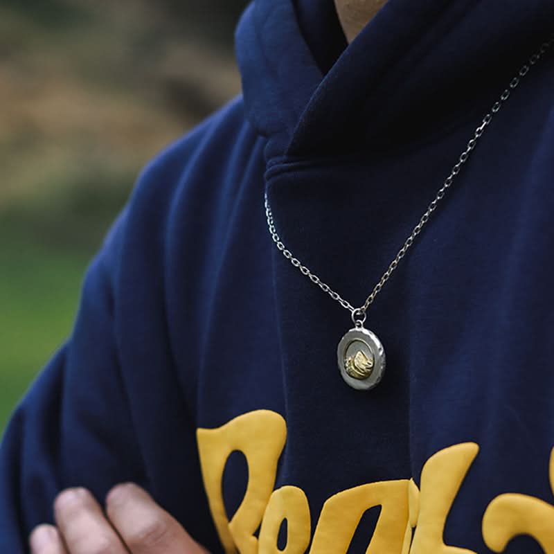 Men's Titanium Steel Necklace – Golden Mountain Pattern Pendant