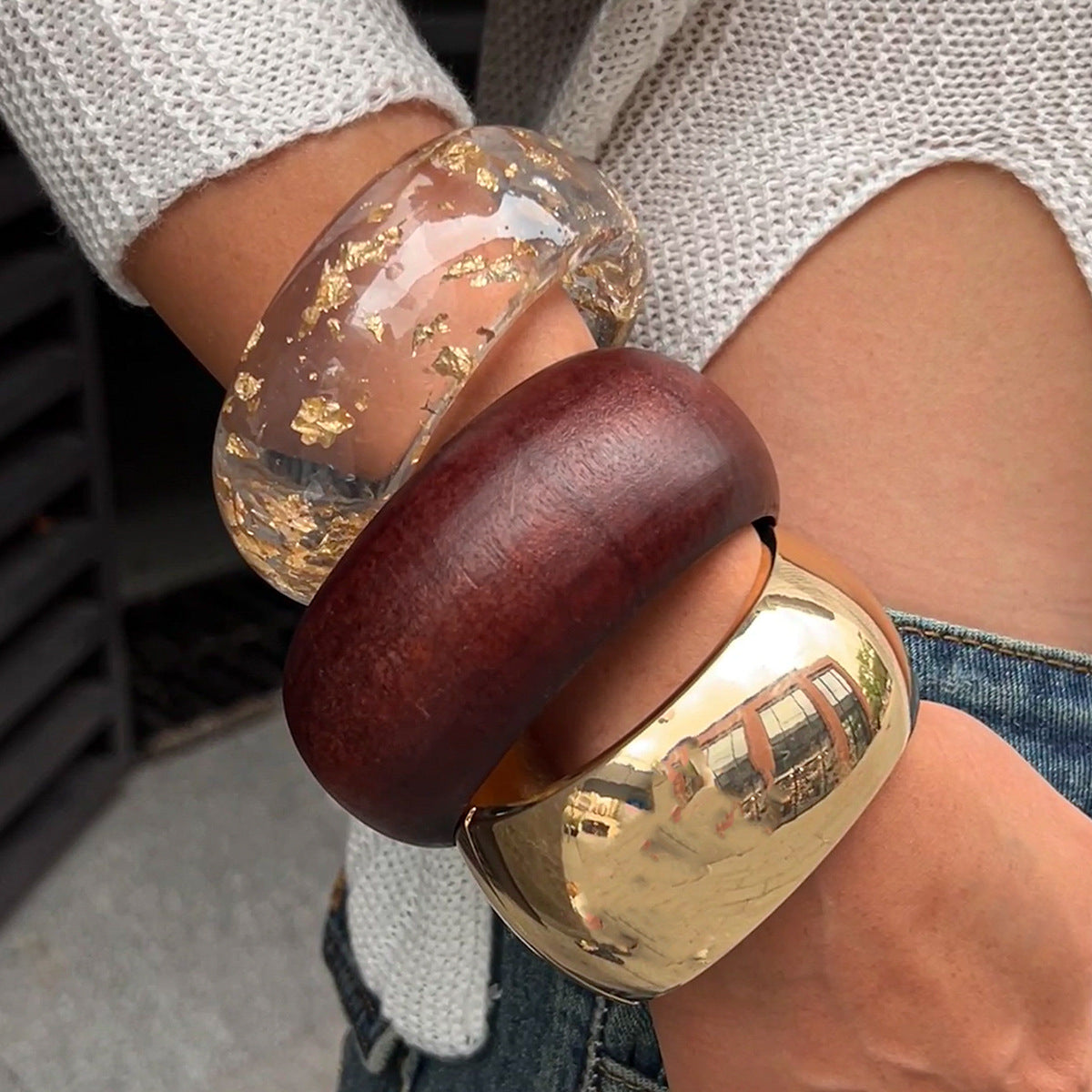 Fashion Bracelet for Women – Wide Geometric Cuff Statement Jewelry, European Style Design