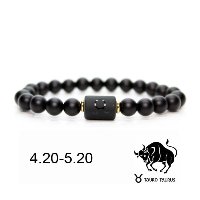 12 Constellations Black Agate Bracelet – Unisex Zodiac Bracelet