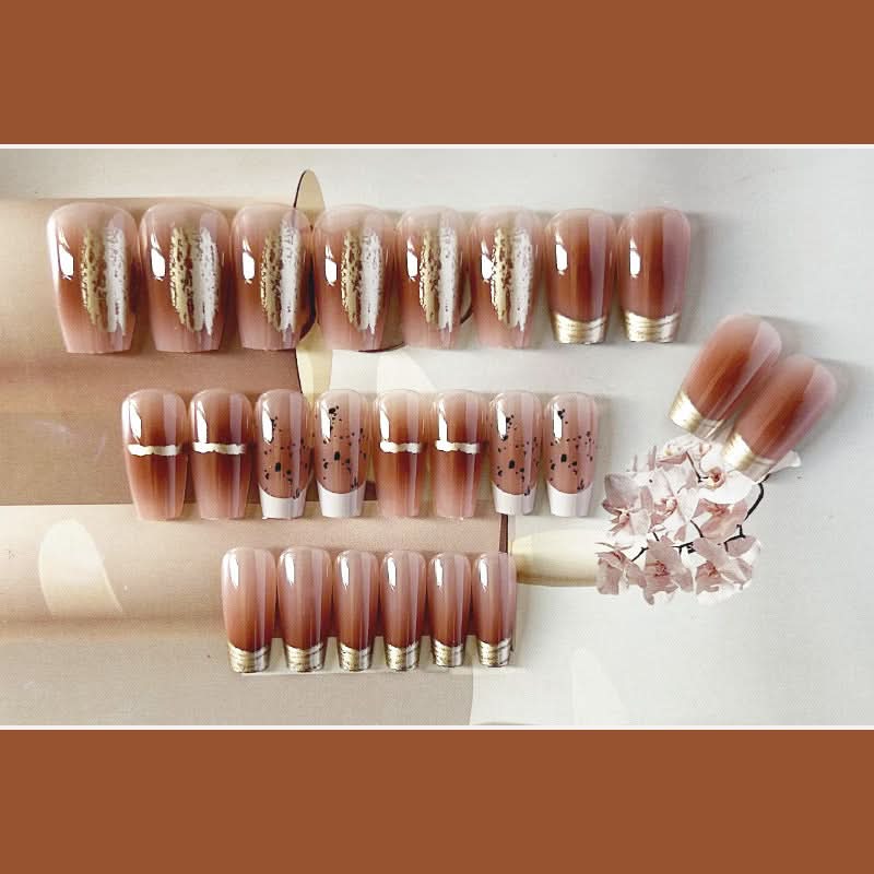 Gilded Gradient Nail Patches – French Nail Art Fake Nails