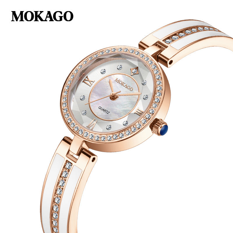 MOKAGO Women’s Quartz Watch – Diamond Jewelry Bracelet, Waterproof Luxury Watch