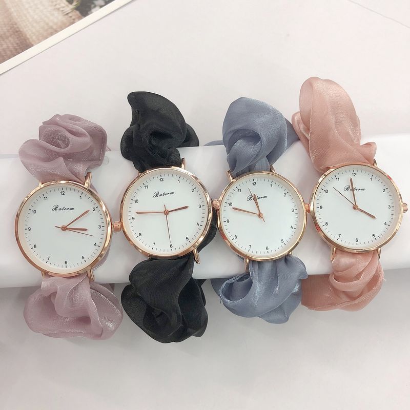 Girls’ Korean Scrunchy Strap Quartz Watch – Fashion Digital Dial
