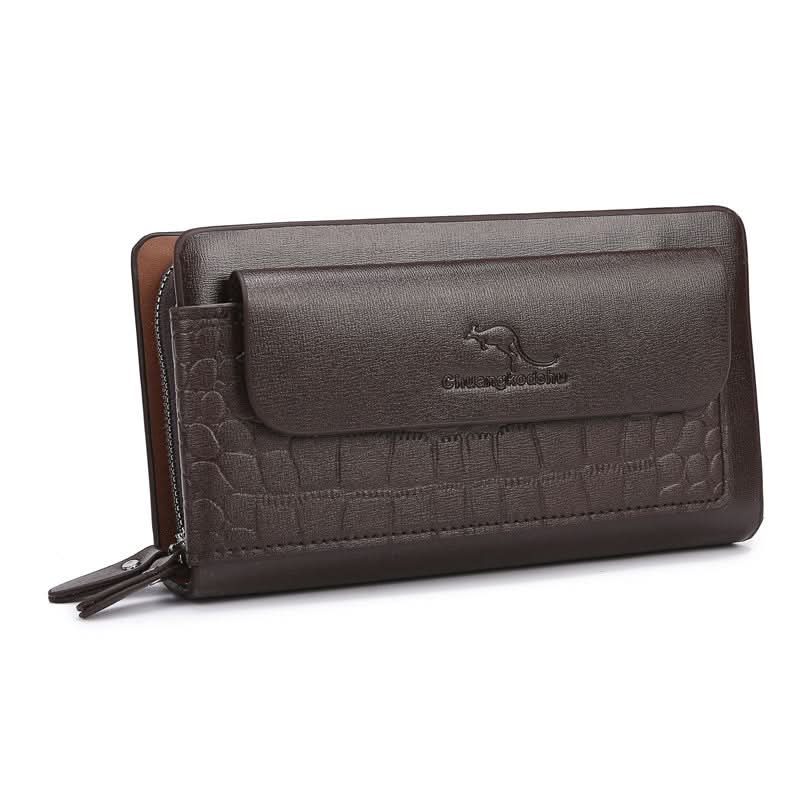 Men's PU Leather Business Clutch – Double Zipper