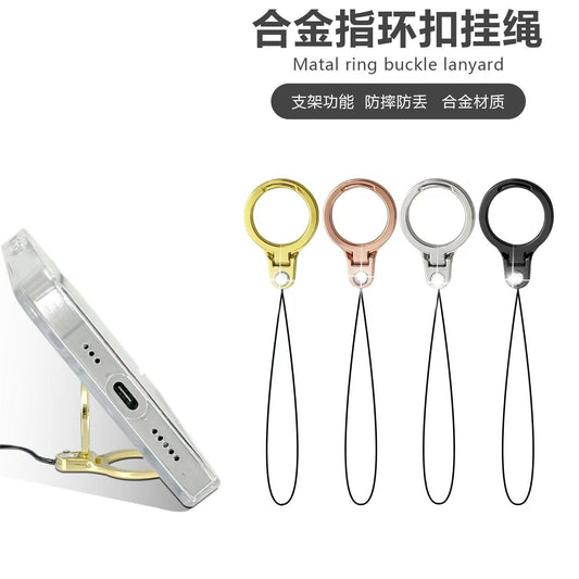 Phone Ring Holder with Lanyard – Anti-Drop Metal Grip