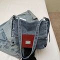 Women's Retro Denim Baguette Bag – Large-Capacity Shoulder & Crossbody Underarm Bag