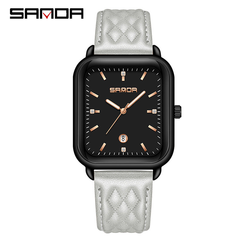 Sanda Women's Silicone Quartz Watch – Square Dial, 30M Waterproof Casual Analog Watch