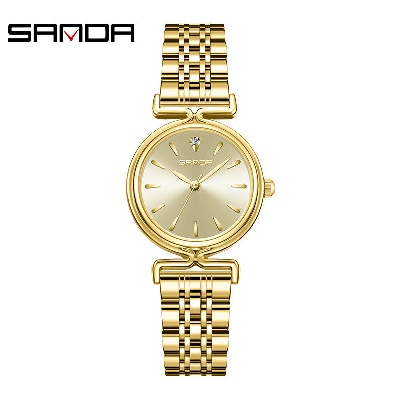 Sanda Women’s Retro Stainless Steel Quartz Watch – 30M Waterproof Casual Analog Watch