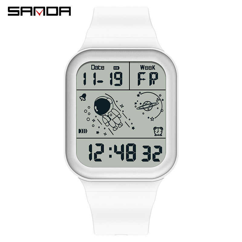 Sanda Digital Watch for Mens – Waterproof Luminous Alarm Student Square Watch