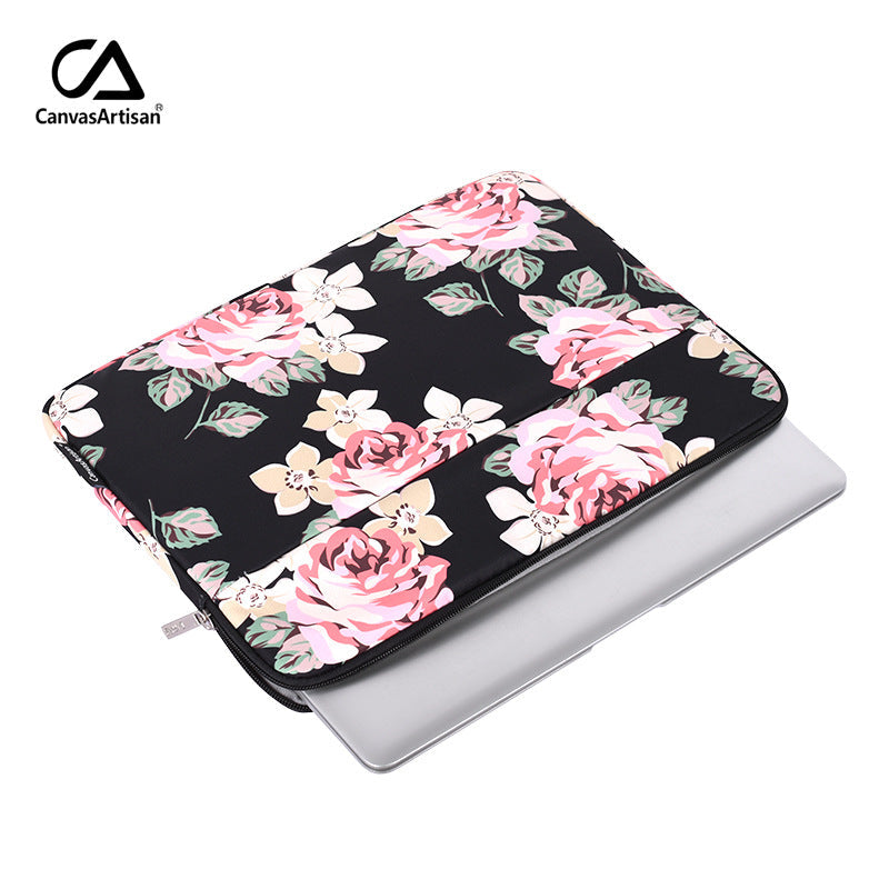Floral Laptop Sleeve – Polyester Shock-Resistant Case for Lenovo, Apple, Huawei (11–15")