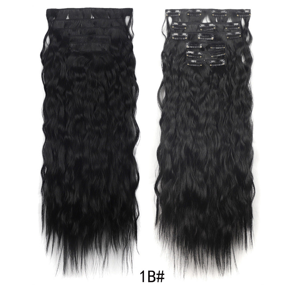 6-Piece Clip-In Long Curly Hair Extensions – Synthetic Fiber Wig Set for Women (About 60cm)